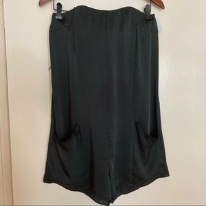Deep greenish black silk satin romper. NWT